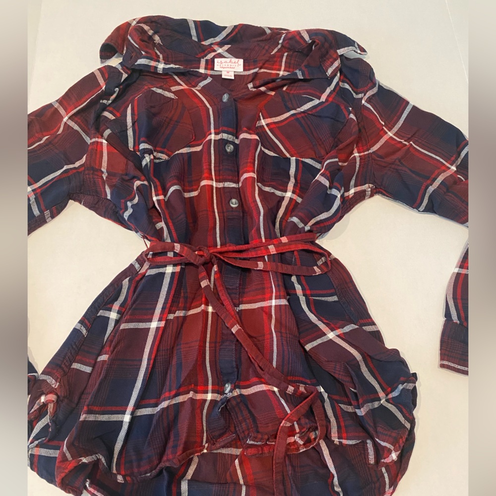 Isabel Maternity Plaid Flowy Shirt